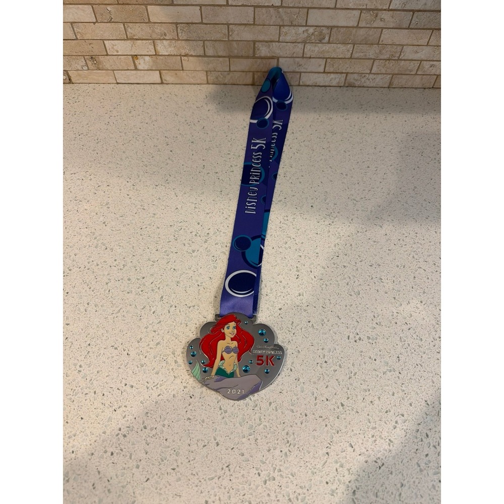 Disney Princess 5K 2021 Medal Ariel Little Mermaid Lanyard